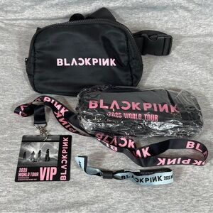 Blackpink World Tour Fanny Pack Belt Bag VIP Merch Set with Poncho and Lanyard